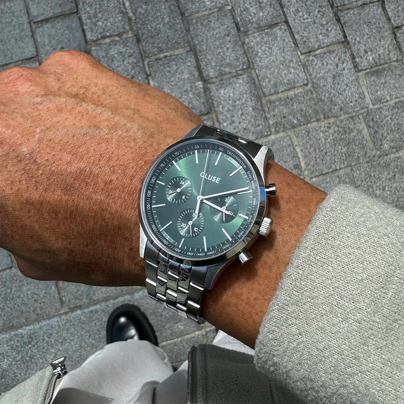 Anthéor Multifunction Watch Steel Green, Silver Colour - Image 9