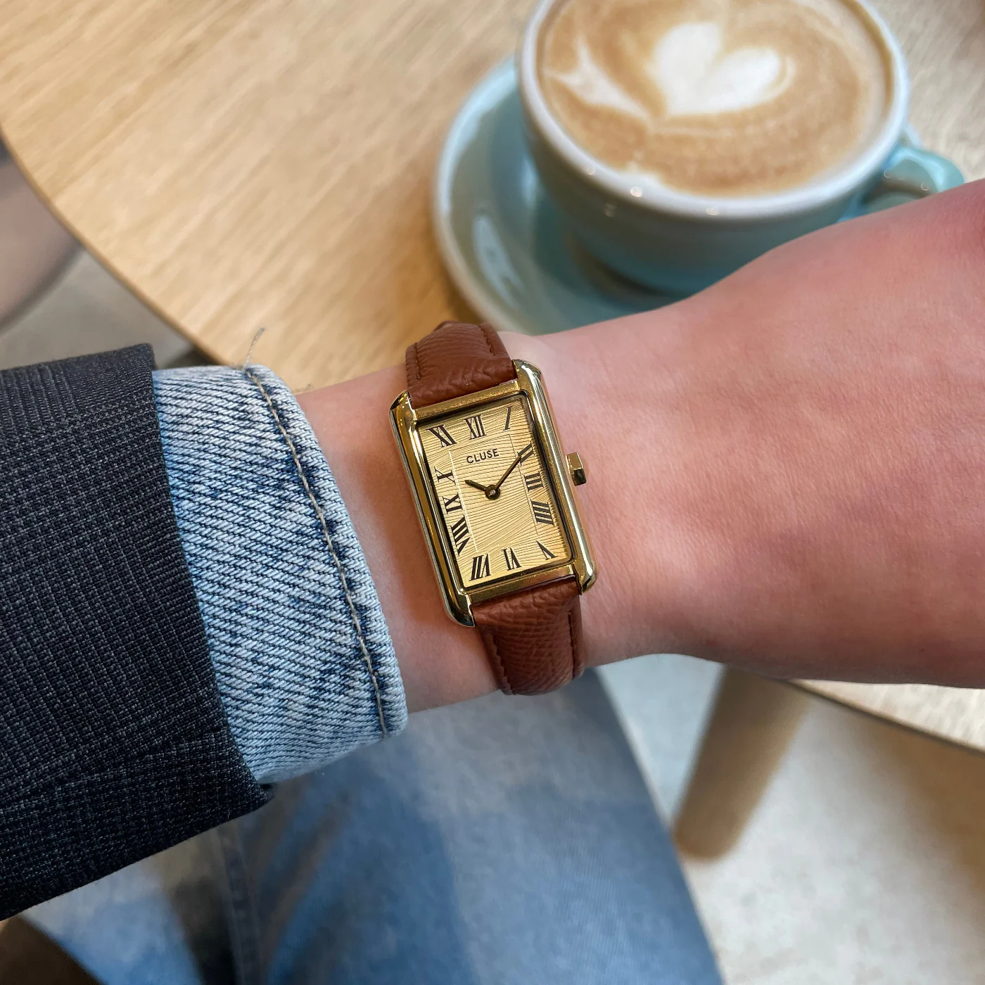 Belisenna Watch Leather, Nutshell, Sand Textured, Gold Colour - Image 10
