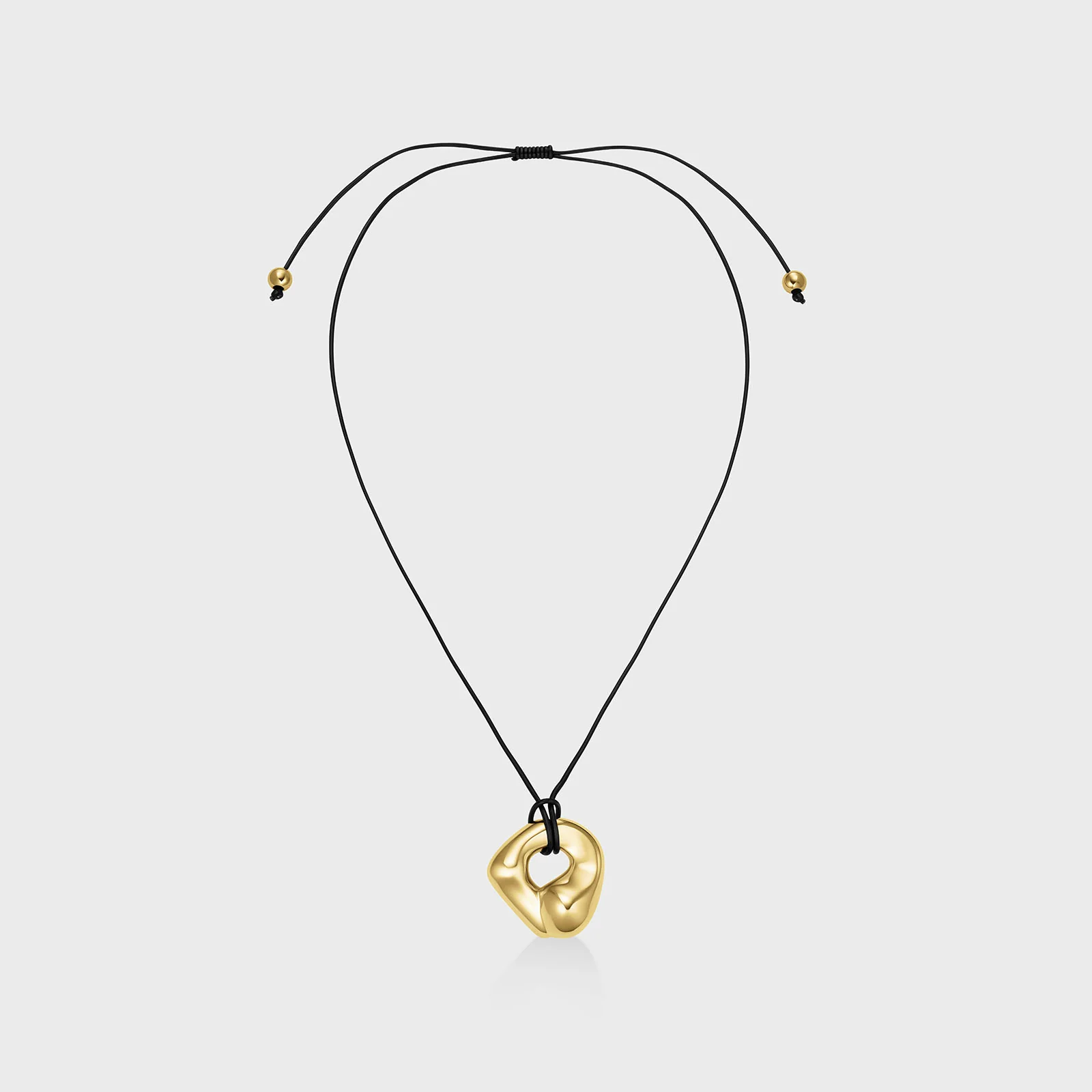 Élevé Irregular Leather Necklace, Gold Colour - Image 2