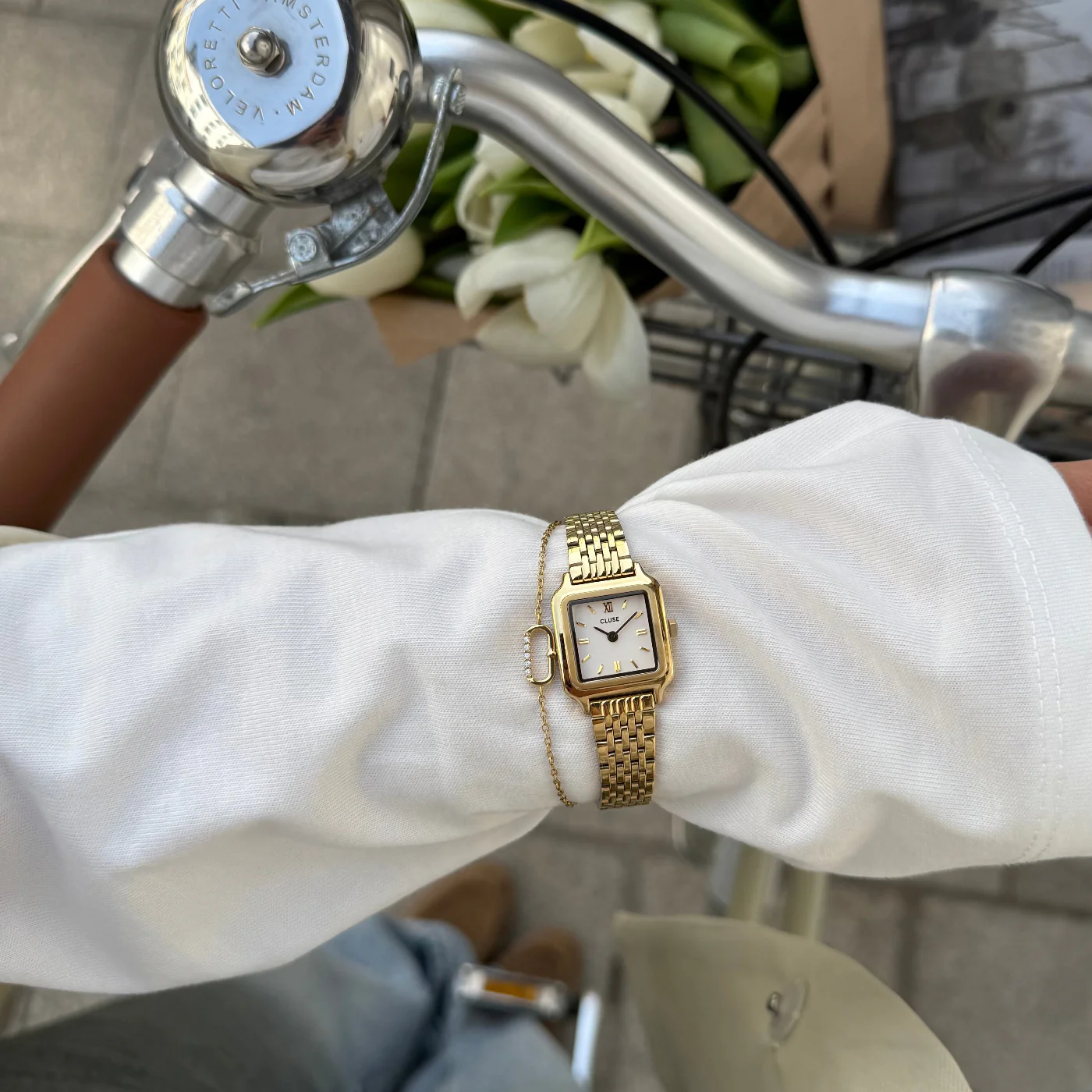 Élevé Oval Zirconia Bracelet, Gold Colour - Image 5