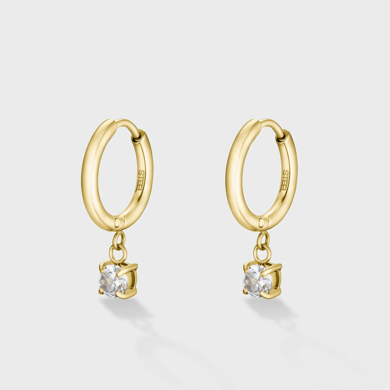 Élevé Zirconia Drop Earrings, Gold Colour