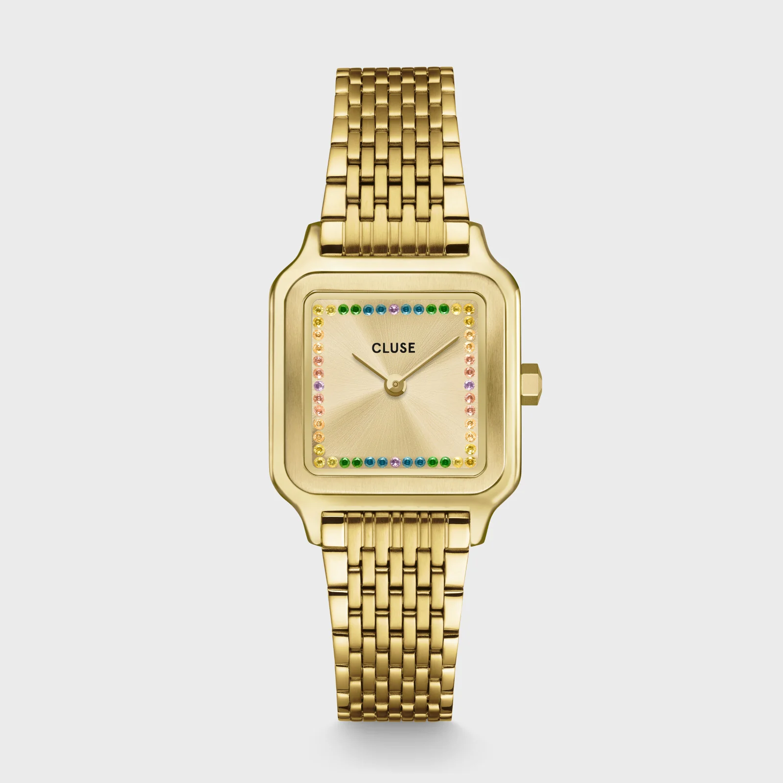 Gracieuse Petite Watch Steel, Rainbow stones, Gold Colour