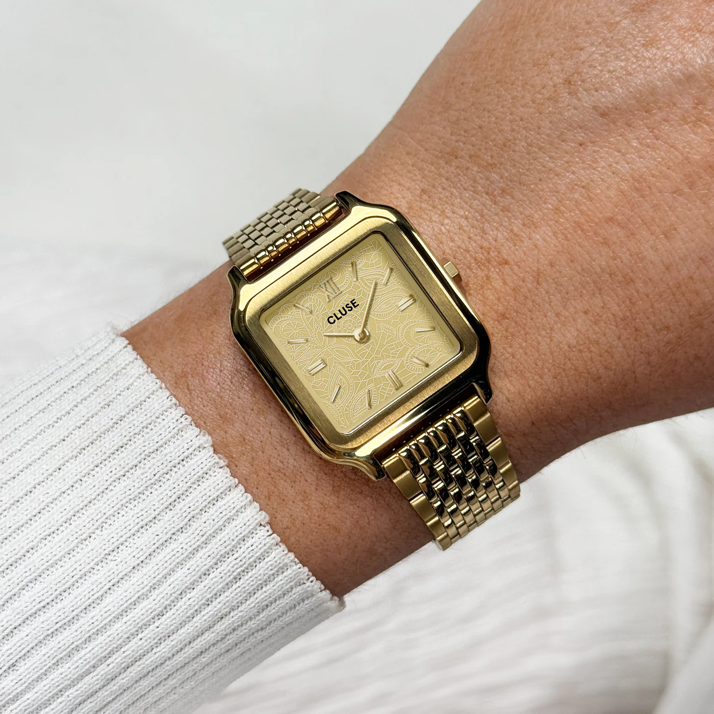 Gracieuse Watch Steel, Lace Textured, Gold Colour - Image 2