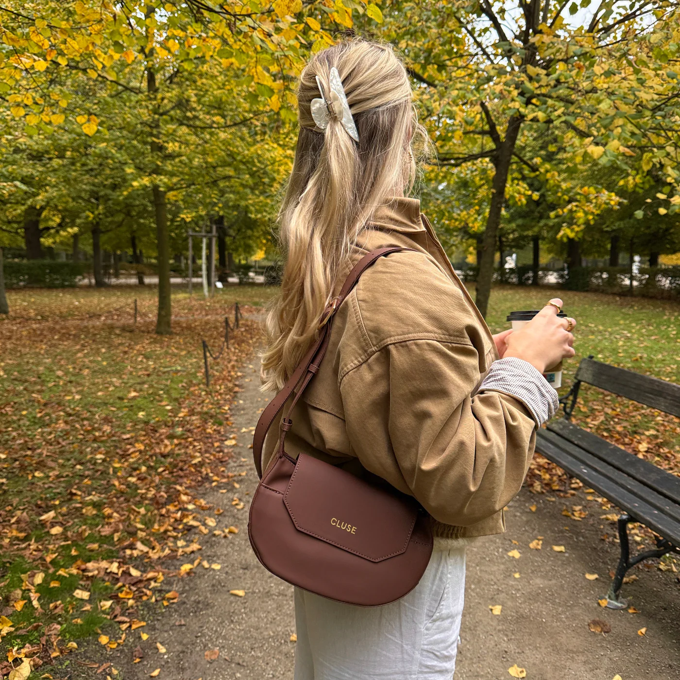 Sacroisé Petite Crossbody Bag, Brown, Gold Colour - Image 10