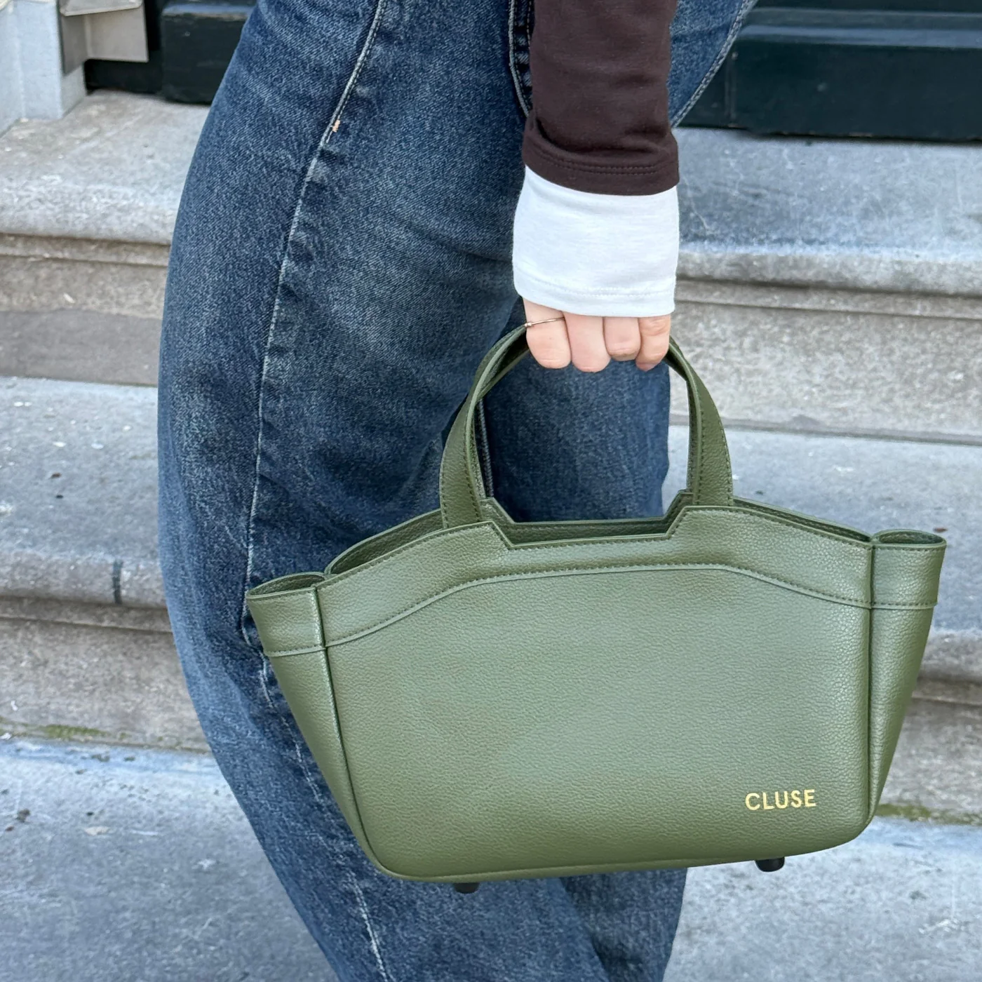 Tote Bag Mini, Dark Olive Colour - Image 7