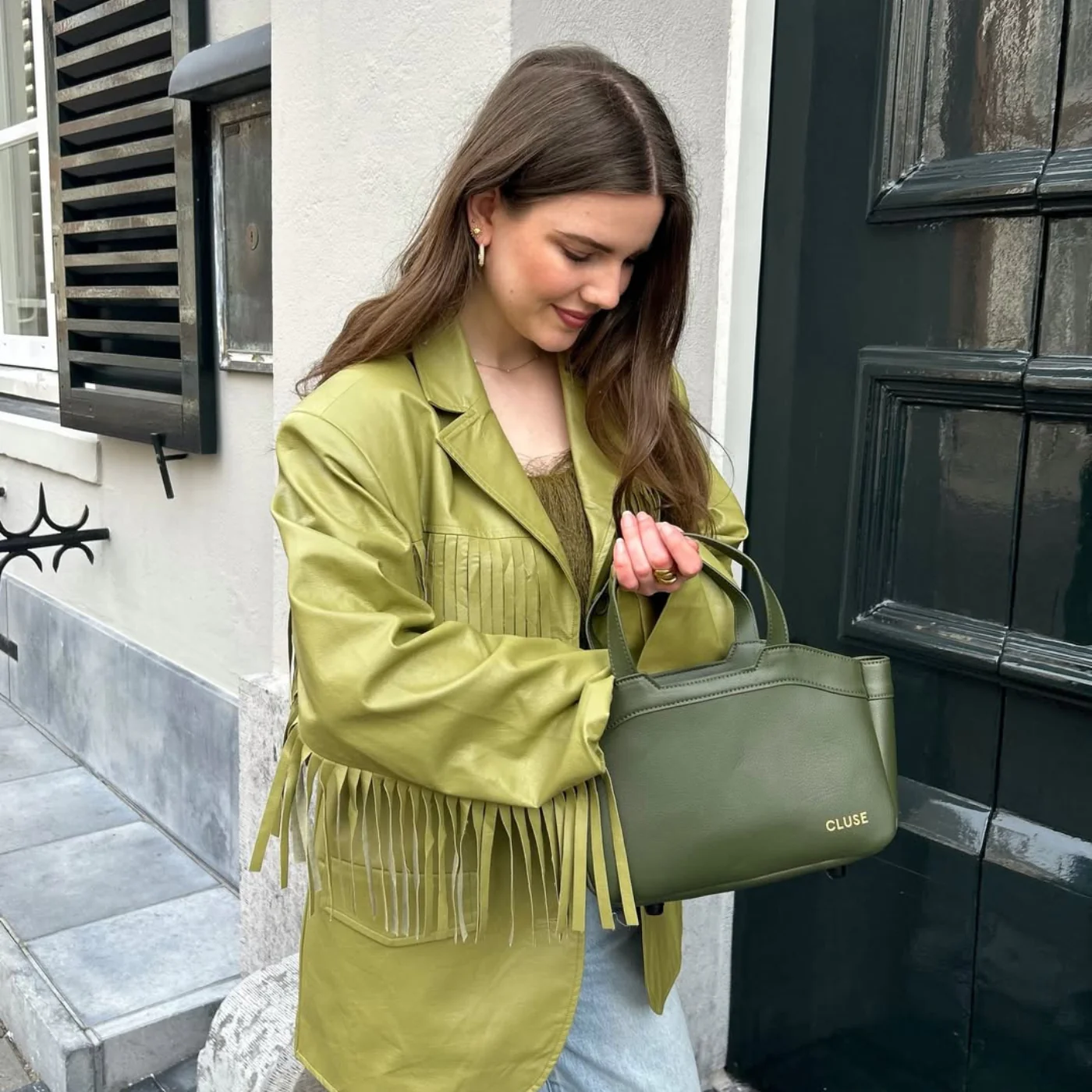 Tote Bag Mini, Dark Olive Colour - Image 9